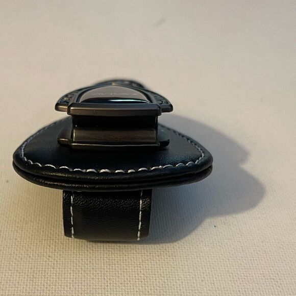 AMG Mercedes Sunglass Holder for Car with Logo Black PU Leather NWT - Picture 4 of 9